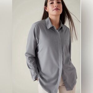 Athleta Womens Urbanite UPF 50 Long-Sleeve Button Down Blouse